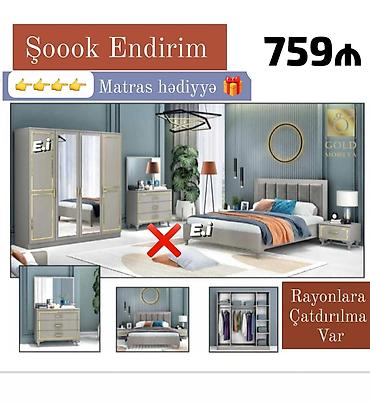 guzgu boydan: Yataq otağı dəsti – modern dizayn Tərkib: - 4 qapılı, güzgülü paltar — 1