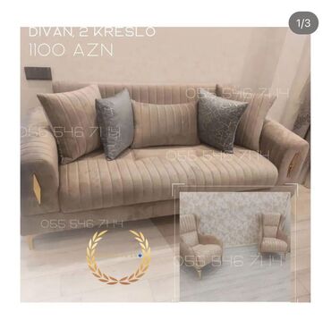 Masa və oturacaq dəstləri: Yeni, Divan, 2 kreslo