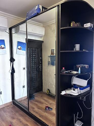 onluk: Güzgülü sürgülü qapılı şkaf - Material: tünd rəngli laminat/MDFlam — 1