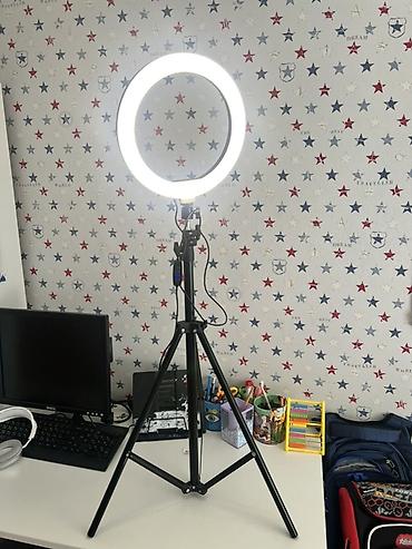 baş fanari: LED ring işıq + tənzimlənən tripod - Dairəvi LED ring işıq, diametri — 1