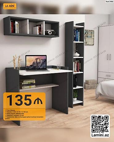 stol ofis: Düz masa, Stulsuz, Polkalı, Siyirməsiz, Sadə laminat — 1