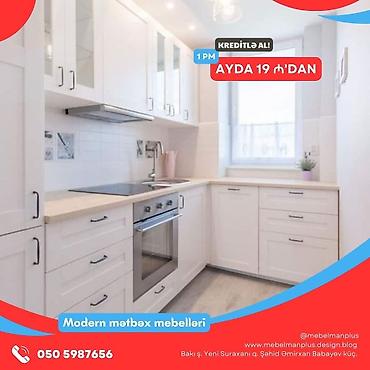 Sifarişlə mebel: Sifarişlə mətbəx dəsti, Sadə laminat, Kredit var, Pulsuz çatdırılma — 4