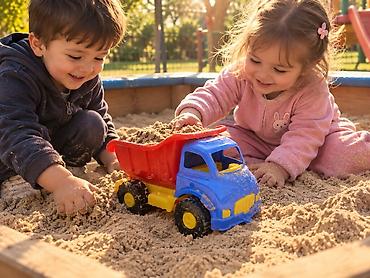 lego technic: Игрушечный самосвал для песочницы - Яркий пластмассовый грузовик с — 1