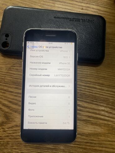 Apple iPhone: IPhone SE 2020, Б/у, 64 ГБ, Белый, Чехол, 76 % — 9