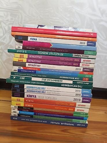 Testlər: Müxtəlif fənlər üzrə məktəb və hazırlıq kitabları toplusu. Şəkillərdə — 7