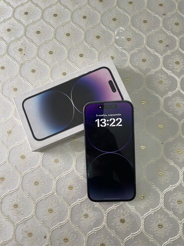 запчасти на ноутбуки: IPhone 14 Pro, Колдонулган, 256 ГБ, Deep Purple, Кулакчындар, Заряддоочу түзүлүш, Коргоочу айнек, 89 %