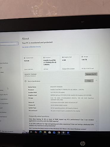 hdd 1tb: İşlənmiş HP Pavilion, 17.3 ", Intel Core i7, 2 TB, Ünvandan götürmə — 5