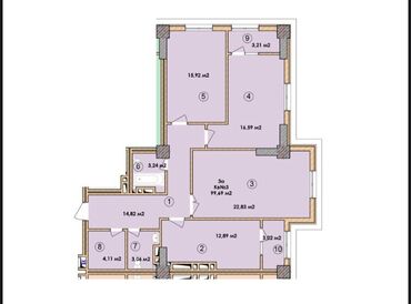 расрочку квартира: 3 комнаты, 100 м², Элитка, 7 этаж, ПСО (под самоотделку)