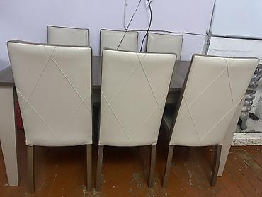 Yemək otağı dəsti – 1 masa + 6 stul - Masa: düzbucaqlı forma, taxta