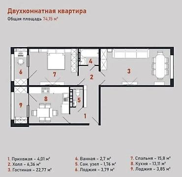 ишу квартиру ош: 2 комнаты, 76 м², Церковь 108 серия, 1 этаж, ПСО (под самоотделку) — 5