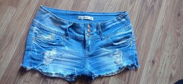 Shorts, Britches: M (EU 38), L (EU 40), Jeans, color - Light blue, Single-colored