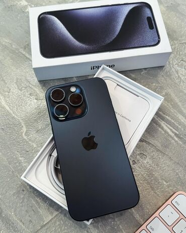 айфон ремонт: IPhone 15 Pro Max, Б/у, 256 ГБ, Blue Titanium, Защитное стекло, Кабель, Коробка, 93 %