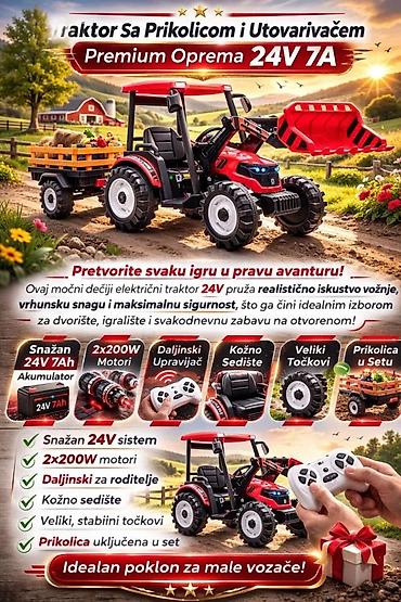 violina igracka za decu: Dečiji električni traktor sa prikolicom i utovarivačem – Premium — 3