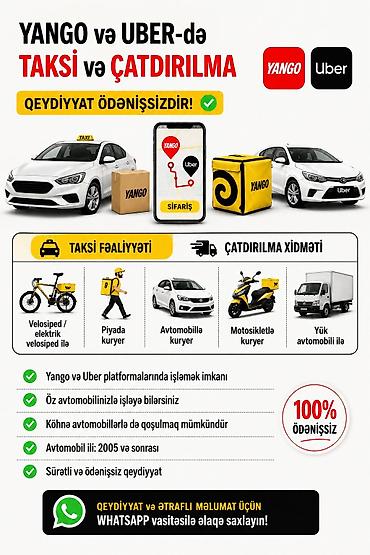 Taksi sürücüsü tələb olunur, Şəxsi nəqliyyat vasitəsi ilə, Aylıq ödəniş