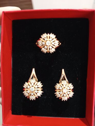 Bijuteriya dəstləri: Üzük və sırğalar - Rəng: qızılı qirmizi rus qizili rengi rose gold - — 3