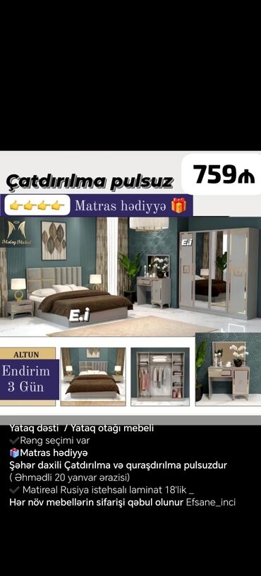 Yataq otağı dəstləri: Təknəfərlik çarpayı, Dolab, Rusiya — 4