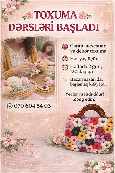 saz kursu: Toxuma dərsləri - Çanta, aksesuar və dekor toxuma üzrə praktiki — 1