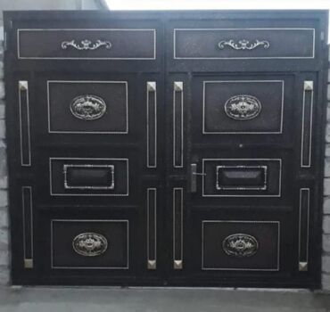 Qaraj darvazaları: Dəmir Qaraj darvazası, Seksional, Avtomatik, rəng - Qəhvəyi, Qapı ilə — 10