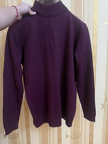 kisi sviterleri: Bənövşəyi rəngli unisex sviter - Model: klassik, uzunqol - Yaxa — 3