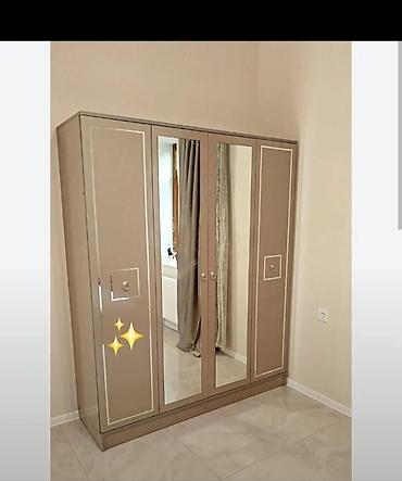 islenmis skaf: Yeni, 4 qapılı, Güzgülü, Bej, Açılan, Düz dolab — 1