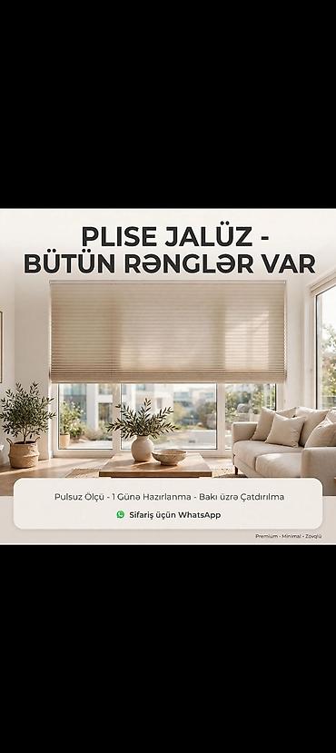 Plise jalüz – bütün rənglər mövcuddur. Premium, minimal və zövqlü