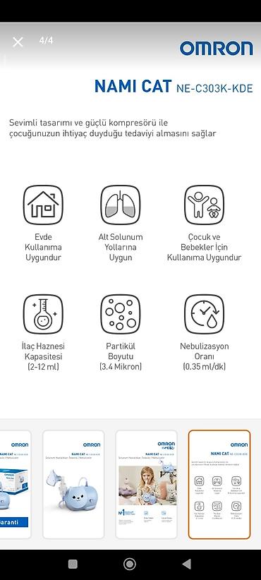 Ингаляторы, небулайзеры: OMRON Nami Cat (NE-C303K-KDE) kompressorlu nebulayzer – uşaqlar və — 3