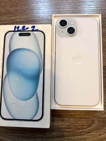 терабайт цена: IPhone 15, Колдонулган, 128 ГБ, White Titanium, Куту, 91 %