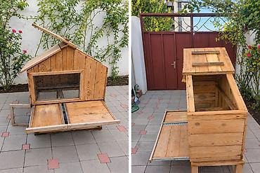 dovsan yuvasi: Taxta toyuq/ yuvası - Material: Sərt taxtadan yığılmış, möhkəm — 1