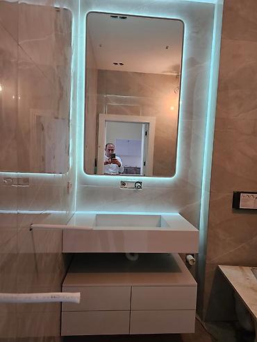 moydadir hamam ucun: Məhsul: Hamam üçün dizayner lavabo mebeli və işıqlı güzgü dəstləri — 3