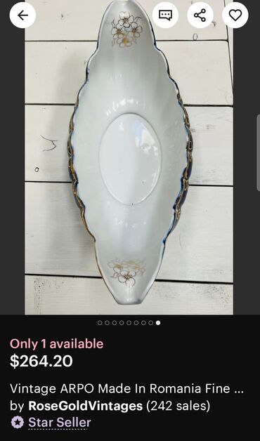 Ostali antikviteti: Cinija za voce Apro porcelan,kobalt,pozlata iz 70ih. Cinija perfektno — 2