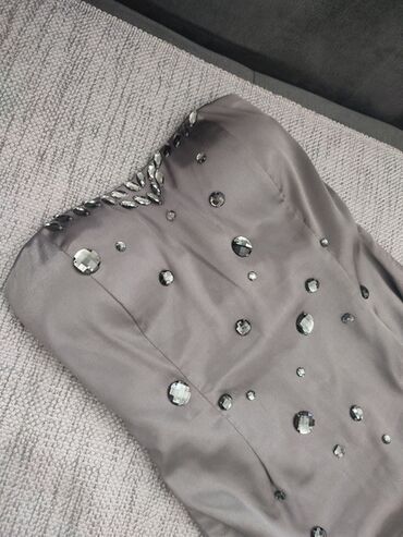 novogodišnje haljine 2023: XS (EU 34), S (EU 36), color - Grey, Evening, Without sleeves