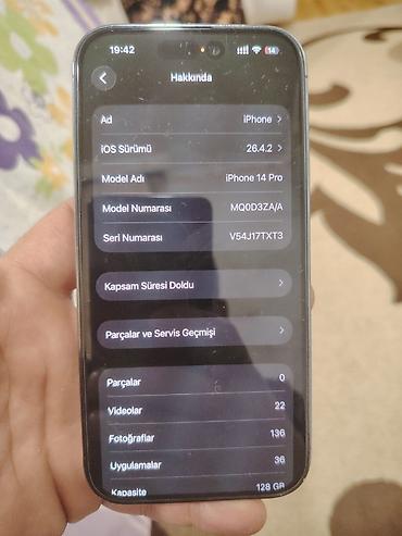 iphone şunuru: IPhone 14 Pro, 128 GB, Deep Purple, Barmaq izi, Face ID — 1