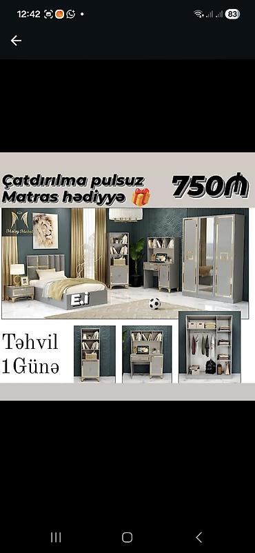yumurta gence: Uşaq/Gənc otağı mebel dəsti – 750₼ • Çatdırılma pulsuz • Matras — 1