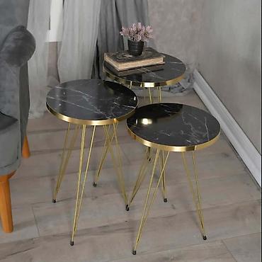 centrum stolovi: Set od 3 ugaona/klub stolića – moderan glam dizajn Dostava o trošku — 3