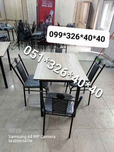 Bağ, çöl masa və oturacaq dəstləri: Yeni, Dördbucaq masa, 4 stul, Açılan, Stullar ilə, Metal, Azərbaycan — 2