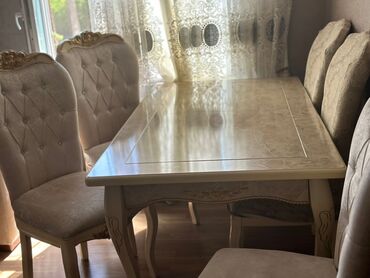 Masalar və oturacaqlar: Masa desti 6 stulla 350₼ satilir .Unvan Qaracuxur kod7_999&Rumi