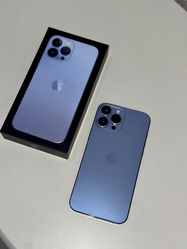 копия айфон 13 про макс: IPhone 13 Pro Max, Колдонулган, 1 ТБ, Sierra Blue, Заряддоочу түзүлүш, Каптама, Куту, 85 %
