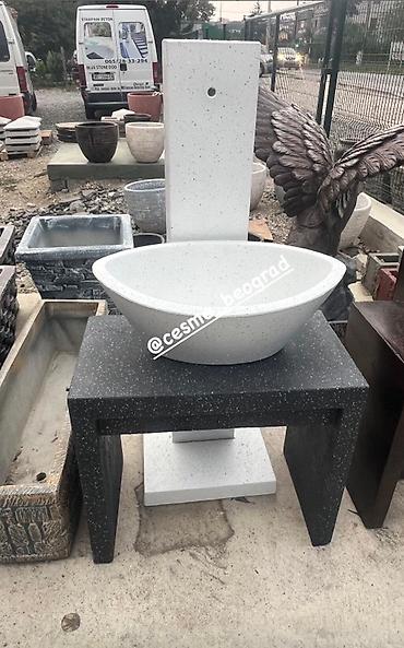 vestacko cvece: Dekorativna baštenska česma sa lavabo posudom – betonski kompozit - — 1
