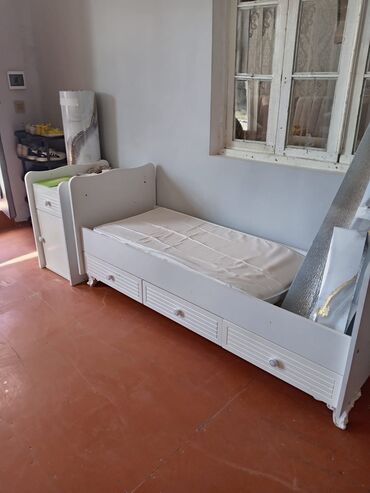 dam örtü: Для девочки и мальчика, Кровать, Без подьемного механизма, С матрасом, С выдвижными ящиками