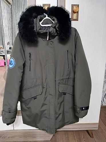 теплая верхняя одежда: Unisex qış parka gödəkçə - Rəng: zeytun-yaşıl - Kapüşon: iri, kənarı — 1