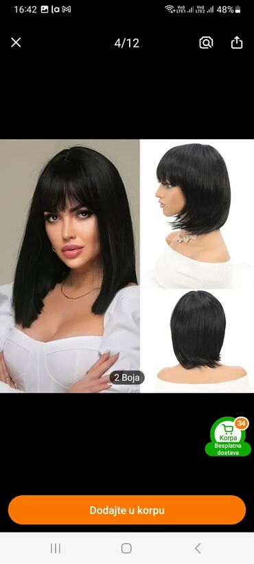 Perike i klipse: Kratka bob perika sa šiškama, dizajnirana da pruži prirodan izgled i — 9