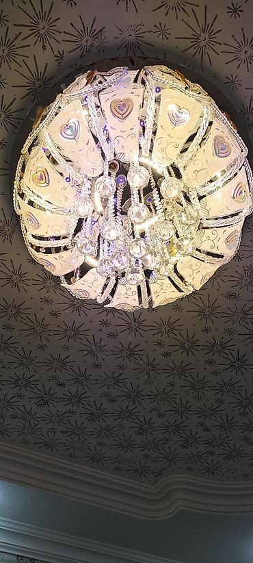 tavan ucun ventilyator: Led Çılçıraq, 4 və daha çox lampa, Xrustal — 3