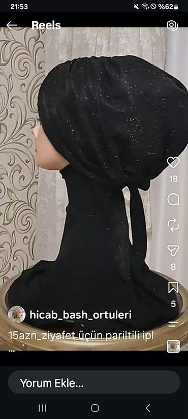 hicablı: Məhsul: Bəzəkli hicab/bürüncək dəsti - Rənglər: qara və ağ - Dizayn — 4