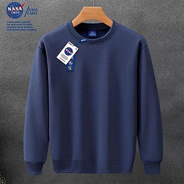 nike tech flecce: Свитшот NASA, тёмно-синего цвета. Классическая модель с круглым — 1