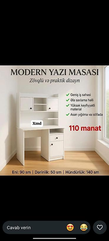 embawood yazı masası: Düz masa, Stulsuz, Polkalı, Siyirməli — 1