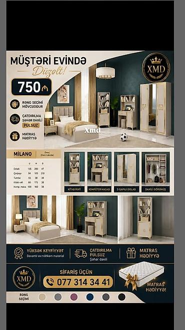 asilqan 58 azn: Milano gənc otağı dəsti – funksional və zərif dizayn Dəst tərkibi: - — 1