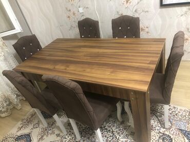 Yataq otağı dəstləri: Qonaq otağı üçün, İşlənmiş, Açılmayan, Dördbucaq masa, 6 stul