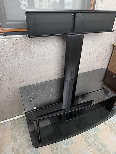 divar rəfləri: Şüşə TV stendi və divara montajlı TV dayağı komplekti - Rəng: qara — 5