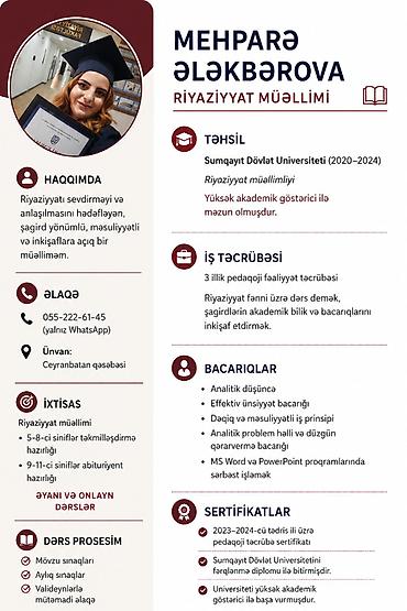 8 mart əl işi: Qırmızı diplomlu riyaziyyat müəllimindən. Əyani və Online riyaziyyat — 1