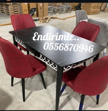 Masa və oturacaq dəstləri: Mətbəx üçün, Yeni, Açılan, Dördbucaq masa, 4 stul — 3